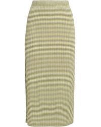 Vince - Smocked Check Midi Skirt - Lyst