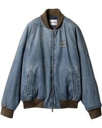 Miu Miu - Denim Logo Bomber Jacket - Lyst