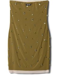 Miu Miu - Silk Embellished Strapless Mini Dress - Lyst