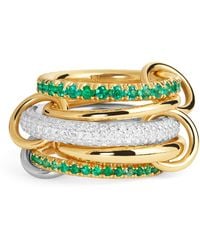 Spinelli Kilcollin - Mixed Metal, Diamond And Emerald Chloe Ring - Lyst