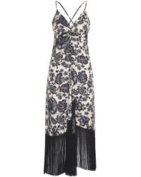 Sandro - Silk Fringed Midi Dress - Lyst