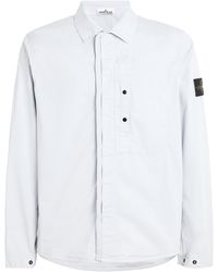 Stone Island - Stretch-Cotton Compass Logo Overshirt - Lyst