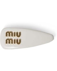 Miu Miu - Leather Logo Hair Clip - Lyst
