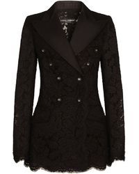 Dolce & Gabbana - Lace Double-breasted Blazer - Lyst