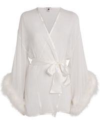 Gilda & Pearl - Silk Feather-Trim Sheer Diana Short Robe - Lyst