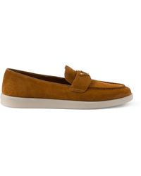 Prada - Suede Triangle Loafers - Lyst