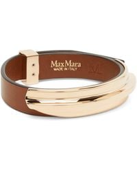 Max Mara - Leather-Metal Cuff Bracelet - Lyst