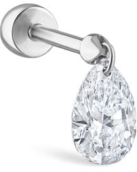 Maria Tash - Floating Pear Diamond Charm Threaded Stud Earring - Lyst