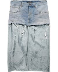Balenciaga - Ripped Off Denim Midi Skirt - Lyst