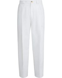 Brunello Cucinelli - Cotton-Linen Panama Trousers - Lyst