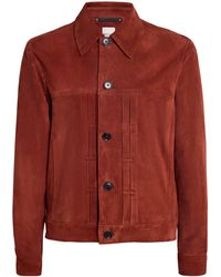 Paul Smith - Suede Pleated Trucker Jacket - Lyst