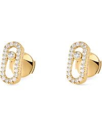 Messika - Yellow Gold And Diamond Move Uno Stud Earrings - Lyst