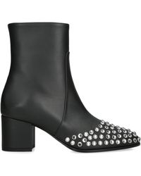 Alaïa - Leather Strass Heeled Boots 60 - Lyst