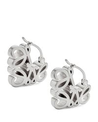 Loewe - Sterling Bombé Anagram Hoop Earrings - Lyst