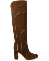 Gianvito Rossi - Suede Panelled Knee-High Boots 45 - Lyst
