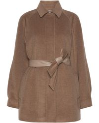 Max Mara - Cashmere Leather-Trim Wrap Coat - Lyst