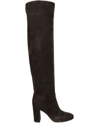 Gianvito Rossi - Suede Glen Over-The-Knee Boots 45 - Lyst