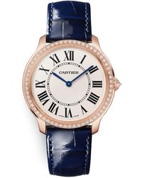 Cartier - Rose Gold And Diamond Ronde Louis Watch 36mm - Lyst