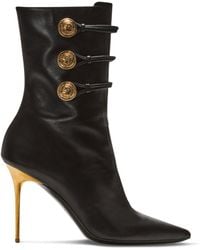 Balmain - Leather Alma Military Ankle Boots 95 - Lyst