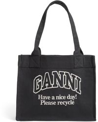 Ganni - Large Recycled Cotton Tote Bag - Lyst