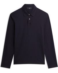 dunhill - Cotton-Silk Piqué Long-Sleeve Polo Shirt - Lyst