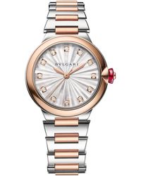 BVLGARI - Rose Gold, Stainless Steel And Diamond Lvcea Watch 33mm - Lyst