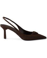 Prada - Suede Triangle Slingback Pumps 75 - Lyst