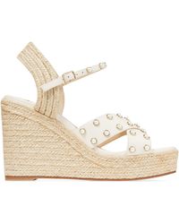 Jimmy Choo Dellena 100 Leather Wedge Sandals in Gold (Metallic Jimmy Choo Dellena 100 Leather Wedge Sandals in Gold (Metallic
