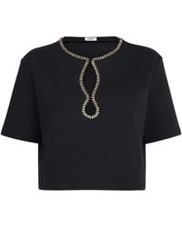 Sandro - Rhinestone-Embellished Cropped T-Shirt - Lyst
