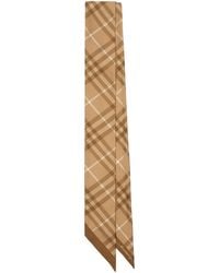 Burberry - Silk Contrast Check Skinny Scarf - Lyst