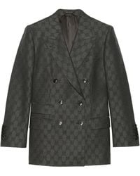 Gucci - Wool Gg Jacquard Double-breasted Jacket - Lyst