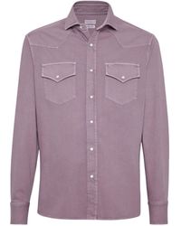 Brunello Cucinelli - Denim Garment-dyed Western Shirt - Lyst