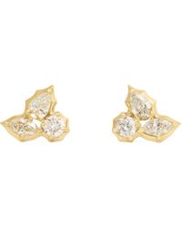 Jade Trau - Yellow Gold And Diamond Posey Cluster Earrings - Lyst