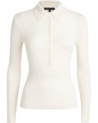 Maje - Wool-Silk Rib-Knit Polo Sweater - Lyst
