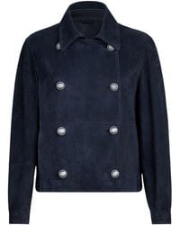 Brunello Cucinelli - Suede Double-Breasted Jacket - Lyst