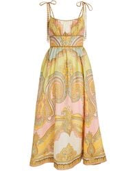 Zimmermann - Linen Sleeveless Maxine Midi Dress - Lyst