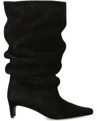 STAUD - Suede Wally Slouch Heeled Boots 55 - Lyst