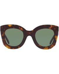 Celine - Tortoiseshell Rectangular Sunglasses - Lyst