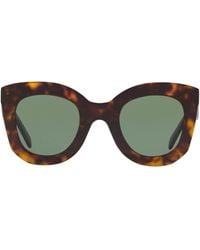 Celine - Tortoiseshell Rectangular Sunglasses - Lyst