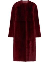 Max Mara - Shearling Collarless Coat - Lyst