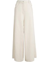 Brunello Cucinelli - Cotton-Linen Wide-Leg Trousers - Lyst