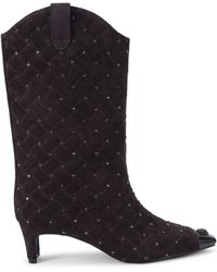 Kurt Geiger - Leather Cyrstal Embellished Regent Boots - Lyst