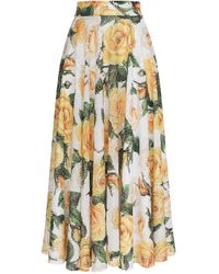 Dolce & Gabbana - Sequinned Floral Midi Skirt - Lyst