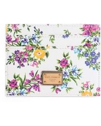 Dolce & Gabbana - Calfskin Floral Print Card Holder - Lyst