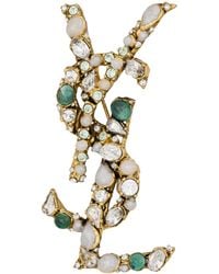 Saint Laurent - Embellished Cassandre Brooch - Lyst