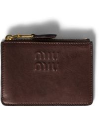 Miu Miu - Nappa Leather Embossed Card Holder - Lyst