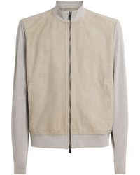 Corneliani - Stretch-Silk Suede-Front Bomber Jacket - Lyst