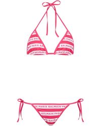 Balmain - Striped Triangle Bikini Set - Lyst