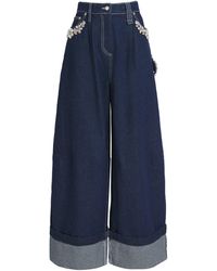 Simone Rocha - Crystal-Embellished Puddle Wide-Leg Jeans - Lyst