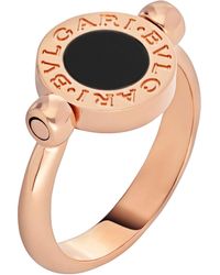 BVLGARI - Rose Gold, Mother-of-pearl And Onyx Flip Ring - Lyst